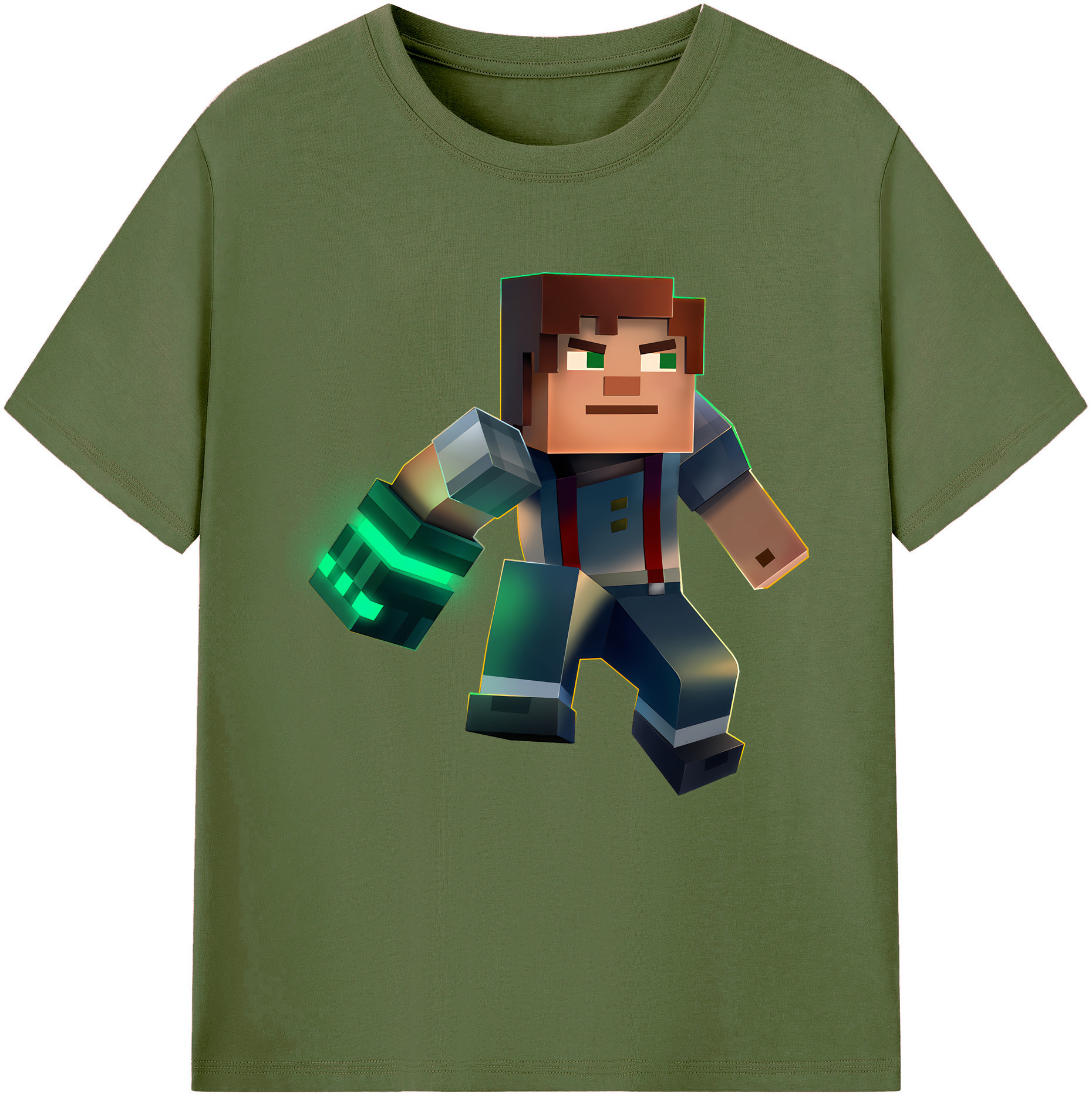 （画像用） マインクラフト ブロックの世界 Minecraft MC Block world 綿100％半袖Tシャツ（フロントプリント）